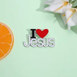 Brooches I Love Jesus Enamel Pins Custom Heart Phrase Shirt Collar Lapel Badges Simple Jewelry Festival Day Gift Wholesale