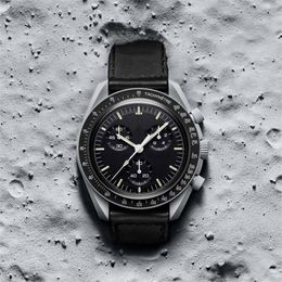 Designer Bioceramic Planet Moon Mens Watches Black Sport Watch 42mm Nylon Watches Quartz Clock Relogio Stainless Sapphire Fashion Watch 258H