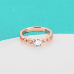 Fashion S925 sterling silver Mosonite ring simple and fashionable jewelry accessory 18K rose gold non fading for women