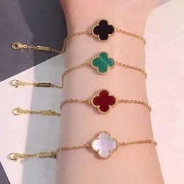 High standard bracelet vaned gift first choice Fourleaf clover Single Flower Bracelet Girls Luxury Small 18K Rose Gold New Red with Original logo box vanca