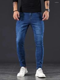 Men's Jeans Mens Pants Pure Color Stretch Street Casual Slim Fit Trousers Male Vintage Wash Plus Size Skinny For Men