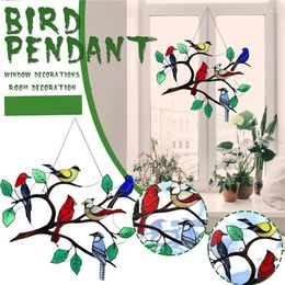 Decorative Figurines Bird Metal Window Hanging Pendant Acrylic Suncatcher Wall Hangings Coloured Birds Handcrafted Ornaments Room Decor Gifts