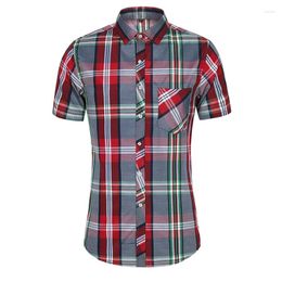 Men's Casual Shirts Fashion Plaid Shirt Men Summer Short Sleeve Mens Plus Size Beach Hawaiian Tops Blouse Male 5XL 6XL 7XL