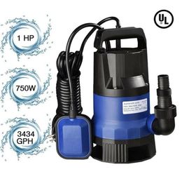 1HP 3432GPH 750W Submersible Water Sump Pump Dirty Clean Swim Pool Pond Flood16604680530