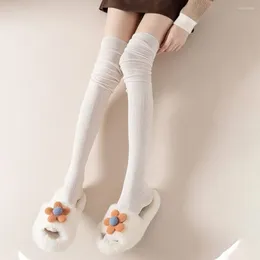 Women Socks Thin Harajuku Stockings All Seasons Soft Cotton Jk Over The Knee Solid Color Casual Lady