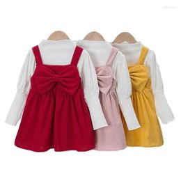 Clothing Sets Girls Autumn Dresses Kids Clothes Winter 2024 Corduroy Princess Dress 2 Pieces For Children Baby Girl