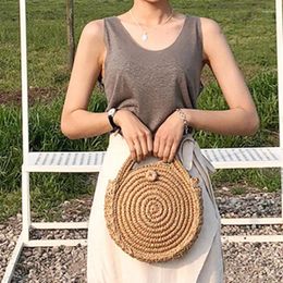 Shoulder Bags Woven Rattan Bag Round Straw Small Beach HandBags Women Summer Hollow Handmade Messenger Crossbody Bolsos