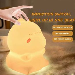 Lamps Shades Cute LED Night Light Cartoon Pat USB Charging Decoration Bedside Smart Silicone Home Reading Light Sleep Childrens Birthday Gift Y240520AU9G