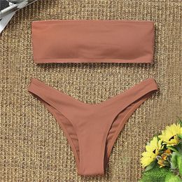 Women's Swimwear Fashion Bikini Women 2024 Summer Sexy High Cut Swimsuit Bathing Suits Solid Colour Bikinis Two Piece Set Beachwear