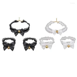 Party Supplies Japanese Lace Choker Necklace With Bracelet Wristband Set Ruffled Bow Collar Gothic Cosplay Jewellery