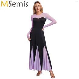 Casual Dresses Women Steampunk Gothic Victorian Mermaid Cosplay Costumes Mesh Long Sleeve Patchwork Maxi Dress Halloween Themed Party