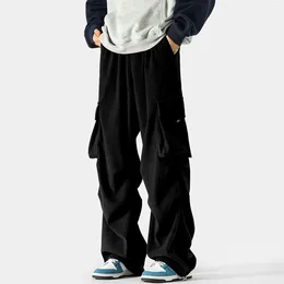 Men's Pants Cargo Harem Men Plus Size Mens Loose Corduroy Large Pocket Workwear Trousers Korean Style Youth Fashion Clothing