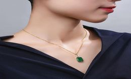 Vintage fashion green crystal emerald gemstones diamonds pendant necklaces for women gold Colour choker Jewellery bijoux bague LJ20104199715