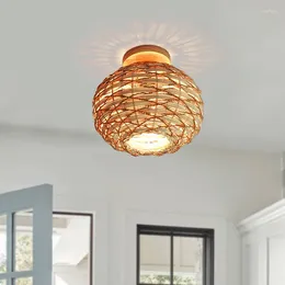 Ceiling Lights Lamp Natural Rattan Hand-Woven Lampshades Lighting Fixtures Bar Living Dining Room Home Decorations