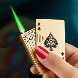 Lighters Creative and personalized glowing lights for mens playing cards butane small tools fun and cute glowing gifts smoking accessories S24513