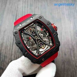 Titanium RM Wrist Watch Luxury Mens Mechanical Watch Dynamic Personality Watch Fully Hollowed Out the Dial Manufacturing Case Is Made of Tpt Carbon Fib