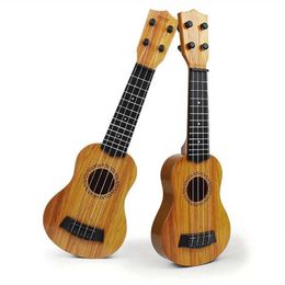 Guitar 35CM Yukrili Qin Childrens Guitar Music Toy 4 Steel Strings with Paddle Blades Early Education Learning Music Instrument Gift WX