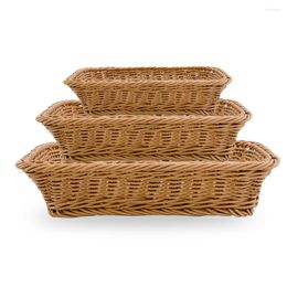 Storage Bottles Plastic Portable Lightweight Imitation Rattan Large Basket Bread Washable Craft DIY Food Serving Festival 3 Sizes