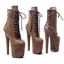 Dance Shoes Auman Ale 20CM/8inches PU Upper Sexy Exotic High Heel Platform Party Women Round Toe Ankle Boots Pole 665