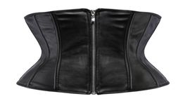 Women Black Faux PU Leather Underbust Zipper Laceup Corset Fashion Body Shapers Waist Belt Slimming Shaperwear Plus Size S6XL5941048