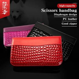 Storage Bags Pet Groomer Scissors Bag Imitation Crocodile Leather Sandwich Large Capacity Professional 5-piece Tool