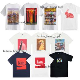 Summer Mens Designer Kith T Shirts Trends Brand Rabbit Kith T-Shirt Cutting Spider Print Round Neck Loose Casual Cotton Kith T-Shirt Men And Women Graphic Tee 210f