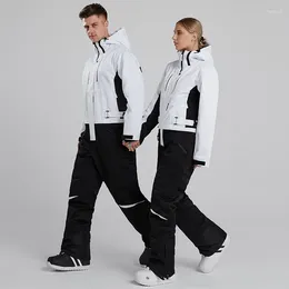 Skiing Jackets One-piece Ski Suit For Men Women Jumpsuit Winter Warm Windproof Waterproof Jacket Pants Set Snowboarding