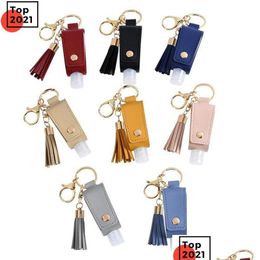 Party Favor Fast Hand Sanitizer Bottle Leather Er With Tassel Keychain Portable Disinfectant Pu Case Empty Holder Drop Delivery Home G Dhcdr