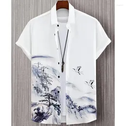 Men's Casual Shirts Fashion Shirt For Men 3d Ink Painting Prints Clothing Daily Short Sleeve Beach Party Sweatshirt Street Hawaii