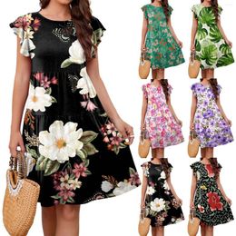 Casual Dresses Dress For Women Beach Cute Ruffle Sleeve Cotton Flowy Tiered Black Boho Sundresses Women's