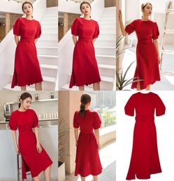 sleeve Fashion brand celebrity temperament folding red split simple slim irregular drs with belt female 66059 Comfortable fabric1581382