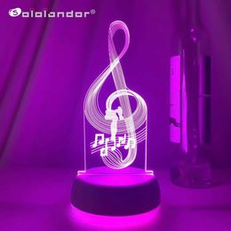 Lamps Shades 3d Illusion Baby Night Light Musical Note Hologram Nightlight Led Touch Sensor Colourful Usb Battery Powered Bedside Lamps Y240520VBKT