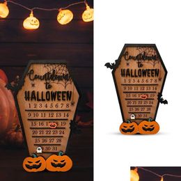Other Event & Party Supplies Halloween Countdown Calendar Wooden Advent Melon Bat Decoration Ornament Home Decor Childrens Holiday Gif Dh3Zc