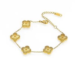 High quality charm vaned bracelet gift Clover Bracelet Flower New Gold Lucky with Original logo with box vancley