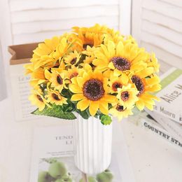 Decorative Flowers Artificial Sunflower Silk Bouquet Daisy For Vase Decoration Home Room Arrangement Wedding Christmas Party Centerpieces