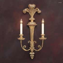 Wall Lamp Customised American Country Wooden Retro Nostalgic Aisle French Model Room Iron Double-Headed Candle