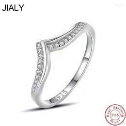 Cluster Rings JLY Fine European Clear CZ V Shape S925 Sterling Silver Finger Ring For Women Birthday Party Wedding Gift Jewellery