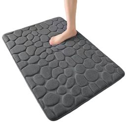 Cobblestone Carpet Coral Fleece Floor Mat Household Non Slip Bathroom Kitchen Mat Super Water Absorbent Floor Mat Entrance Door Mat Rugs HW0170