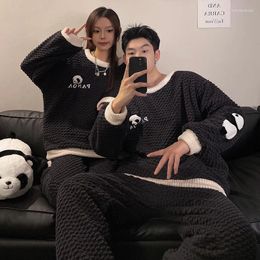 Women's Sleepwear Women Pyjama Sets Winter Thick Men Soft Warm Pyjamas Suit Lovely Panda Lovers Unisex Pyjamas Homewear Pijama Mujer