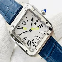 EG Dumont WSSA0022 WSSA0023 43 38mm Swiss Quartz Lovers Watch Mens Womens Ladies Watches Steel Case Silver Dial Roman Markers Blue209w 3005