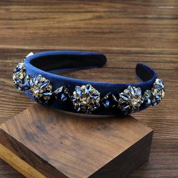 Hair Clips Handmade Luxury Navy Crystal And Rhinestone Hairband Fashion Bling Headband For Women Accessories