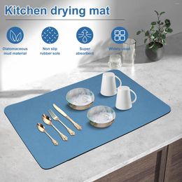 Table Mats 2Pcs Dish Drying Mat Ultra-Absorbent Quick Pad Diatomaceous Soil Tableware Non-slip Countertop Placemat