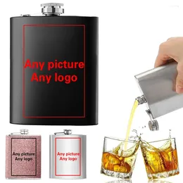 Hip Flasks Customised Po Wine Pot Flask Bottle For Liquor Organiser Alcohol Flagon Stainless Steel With Picture Personalised Pattern