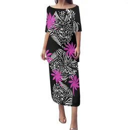 Casual Dresses Design Fashion Strapless Seven-Point Sleeved Sexy Dress Hawaiian Samoa Traditional Tribe 2024 Summer Women's Two-Piece