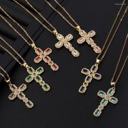 Pendant Necklaces European And American Retro Hip-hop Cross Necklace Jewellery For Men Women Couples Colour Clavicle Chain