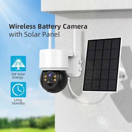 Wireless Camera Kits Solar Camera WIFI Outdoor 4MP HD Wireless Security CCTV Waterproof Night Vision PIR Human Detect PTZ Camera with Solar Panel J240518