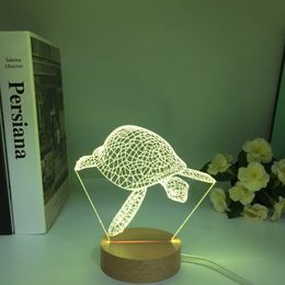 Lamps Shades Animal 3D Illusion Table Lamp Tortoise Light for Kids Bedroom Decoration Nightlight Led Rgb Wooden Night Light Tortoise Lamp Y240520ZXGQ