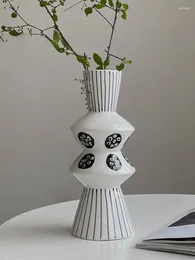 Vases Stripes Art Ceramic Vase Guesthouse Decoration Living Room And Home Decorations Creative Desktop Table