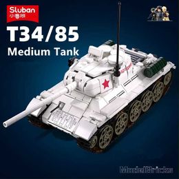 Aircraft Modle 518 Soviet World War II Military T34-85 Medium Tank Model Building Blocks Soldier Digital Building Block Set Boys Education Toys S24520