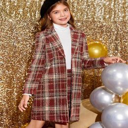 Clothing Sets Three Piece Winter Girl Cute Warm Plaid Skirt With Solid Round Neck Long Sleeved Suit Jacket Princess Birthday Party Dress